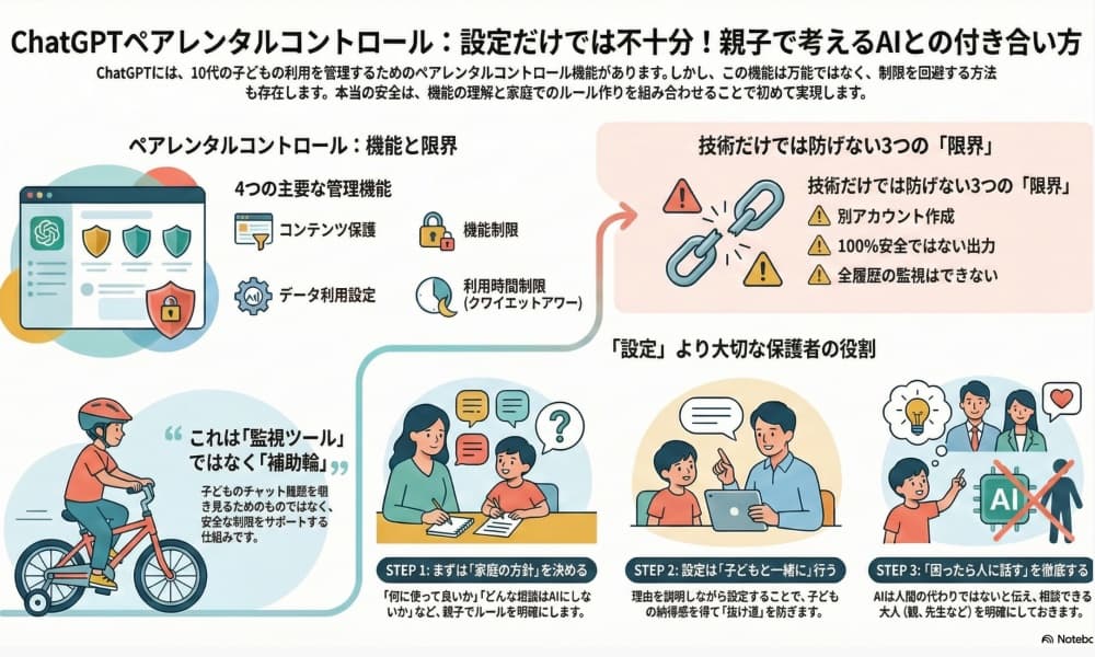 ChatGPTのペアレンタルコントロールのインフォグラフィック