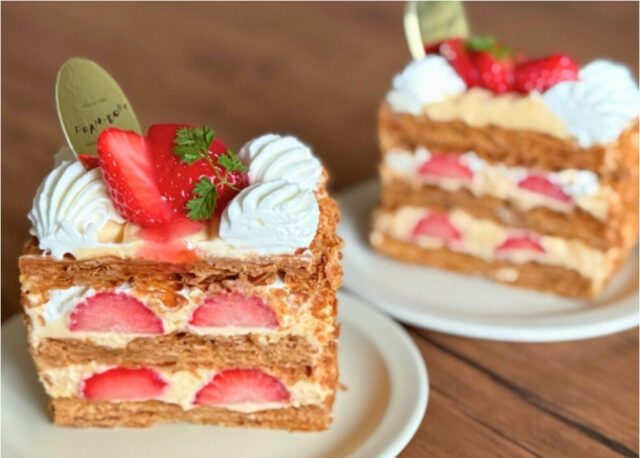 ひとり時間のご褒美に『ふらんどーる 田上ヴァレ店』の「いちごのミルフィーユ」はいかが。