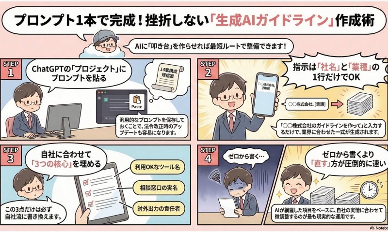 生成AIガイドライン作成術のインフォグラフィック